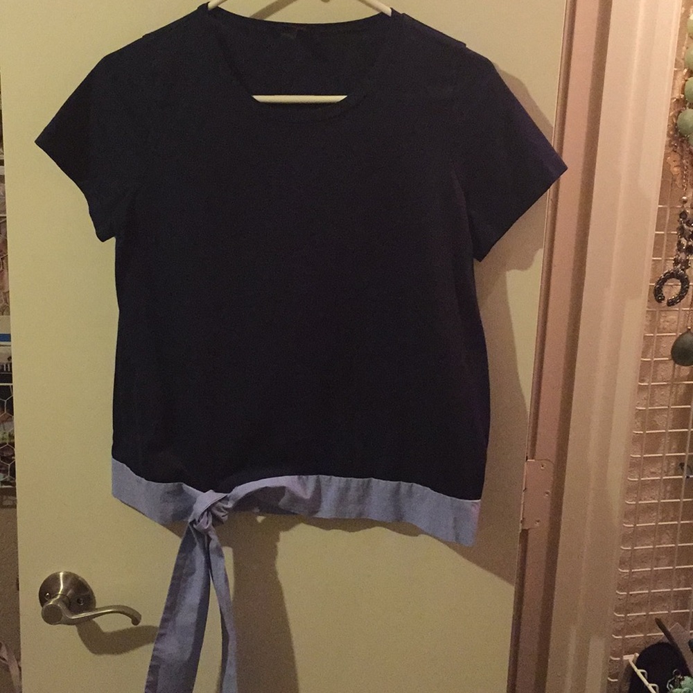 J. Crew Navy Shirt w/ Bottom Tie Size S